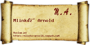 Mlinkó Arnold névjegykártya